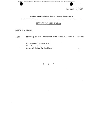 Participants of Meeting of the President with Admiral John S. McCain [Meeting Attendee List]