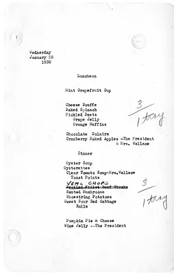 White House Luncheon and Dinner Menu