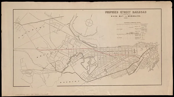 Proposed street railroad over the Back Bay to Brookline