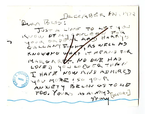 Letter from Mary to Bess W. Truman