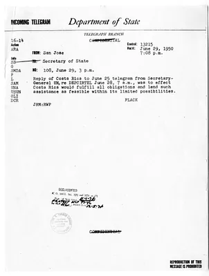 Telegram from Ambassador Joseph Flack to Secretary of State Dean Acheson
