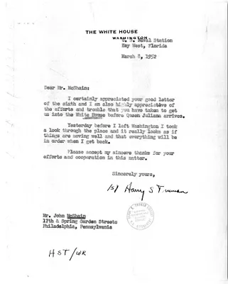 Correspondence Between President Harry S. Truman and John McShain