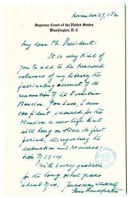 Letter from Justice Felix Frankfurter to President Harry S. Truman