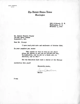 Letter from David Lawrence to Daniel F. Clancy