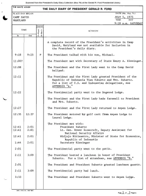 President Gerald R. Ford's Daily Diary, July 05, 1975