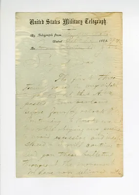 Telegraph from Colonel McCallum to Edwin Stanton, September 26, 1863