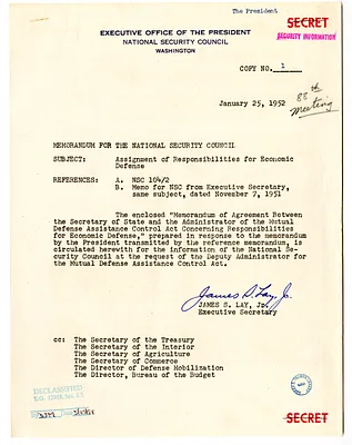 Memorandum from James S. Lay, Jr. to the National Security Council with Attachment