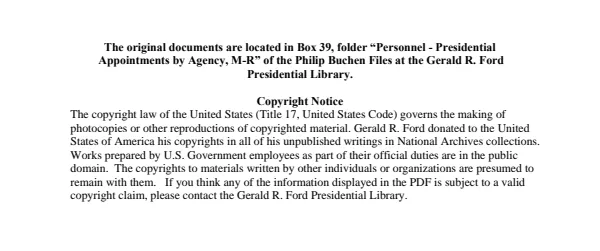 Personnel - Presidential Appointments by Agency, M-R