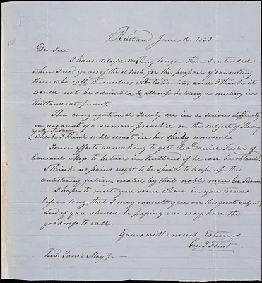 Letter from George S. Flint, Rutland, [Massachusetts], to Samuel May, 1851 June 16