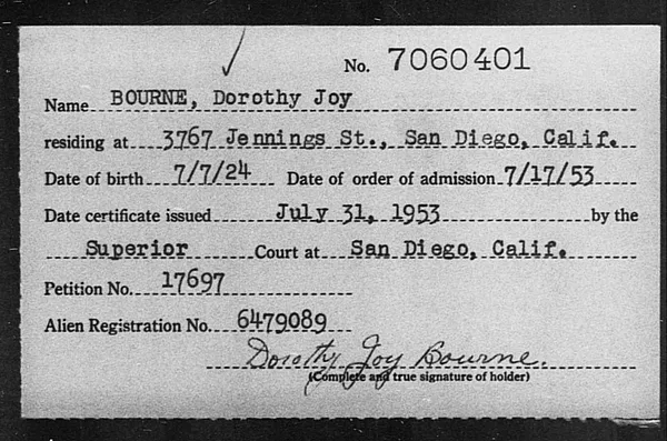 Bourne, Dorothy Joy - 1953