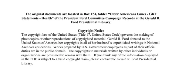 Older Americans Issues - GRF Statements - Health