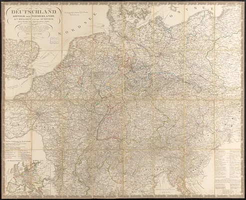 Deutschland, königr. der Niederlande, kgr. Belgien und die Schweiz, nebst theilen der angränzenden länder nach Adolf Stieler's grosser karte in 25 bl.