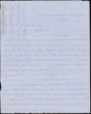 E. Bradbury to J. H. Loud Treasurer of Massachusetts, 4 September 1854