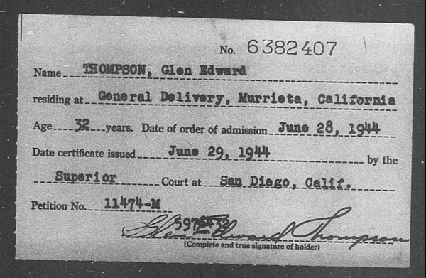 Thompson, Glen Edward - 1944