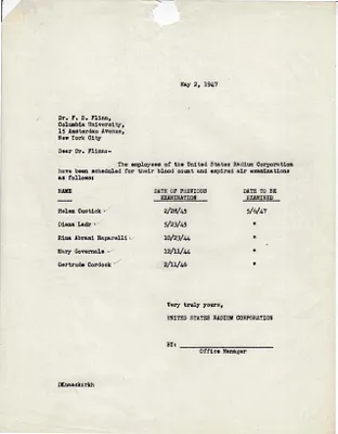 Letters Sent to Dr. F.B. Flinn [Dr. Frederick B. Flinn], May 2, 1947