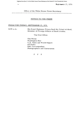Pools for Friday, September 17, 1976 [Pool Assignments]