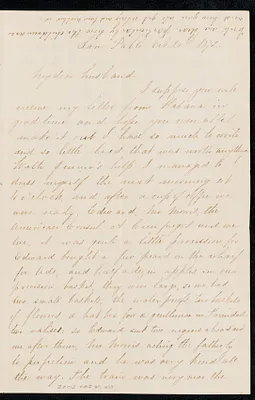 Letter to husband [William] from Isabel, San Pablo, Cuba, October-November 1872