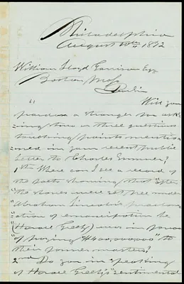 Letter from E. E. Bratton, 1423 South 10th St., Philadelphia, Pa, to William Lloyd Garrison, August 10, 1872