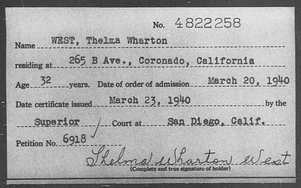 West, Thelma Wharton - 1940