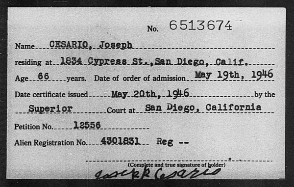 Cesario, Joseph - 1946
