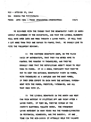 Message from Frank McNaughton and Jack Beal for Fitzpatrick