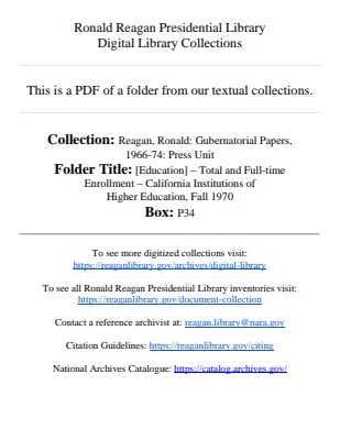 [Education] - Total and Full-time Enrollment - California Institutions of Higher Education, Fall 1970