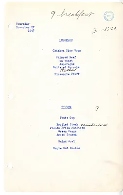 White House Menu