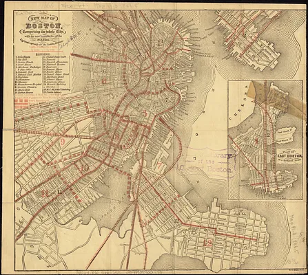 New map of Boston, comprising the whole city, with the new boundaries of the wards