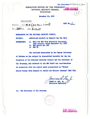 Memorandum from James S. Lay, Jr. to the National Security Council with Attachment