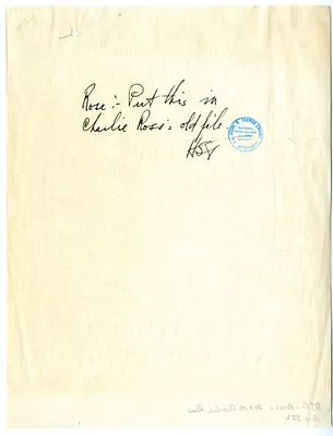 Remarks of Charles Ross, with Attached Note from President Harry S. Truman
