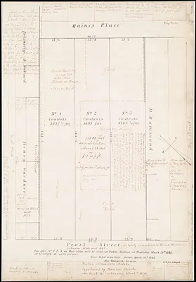[Plan of lots for sale on Pearl Street in Boston]
