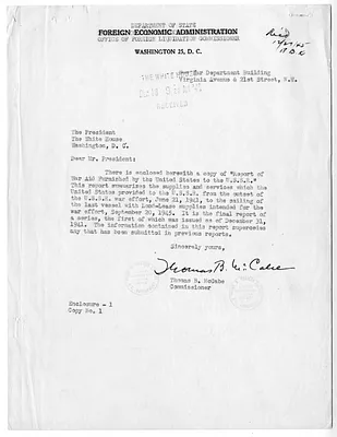 Letter from Thomas McCabe to President Harry S. Truman