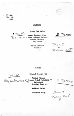 White House Luncheon and Dinner Menu