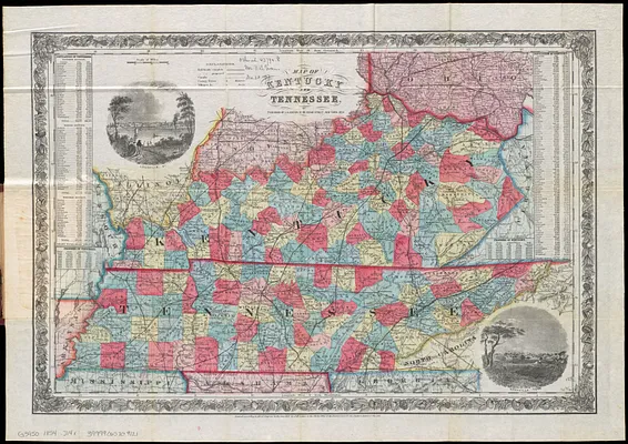 Map of Kentucky and Tennessee