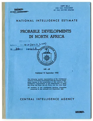 Central intelligence Agency, National Intelligence Estimate 69, Probable Developments in North Africa