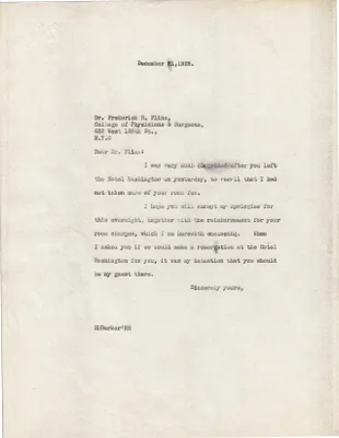 Letters Sent to Dr. Frederick B. Flinn, December 21, 1928