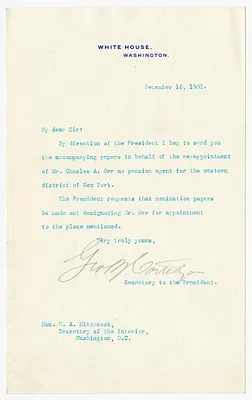 Letter from George B. Cortelyou to E. A. Hitchcock