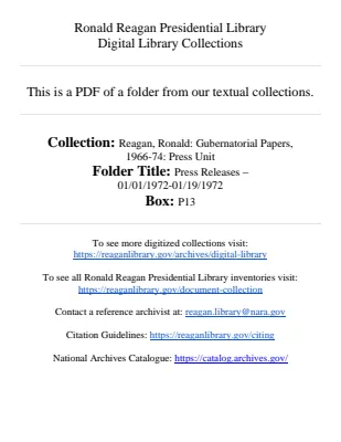 Press Releases - 01/01/1972-01/19/1972