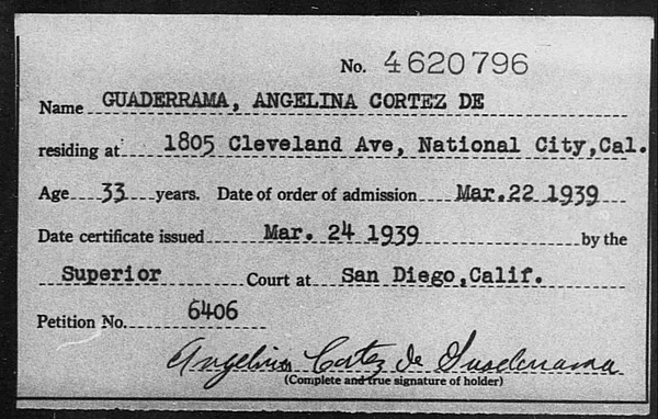 Guaderrama, Angelina Cortez De - 1939