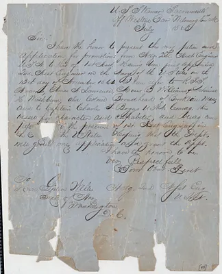 Letter of application for promotion to Acting 1st Assistant Engineer in the U.S. Navy