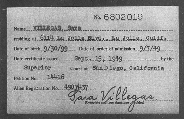 Villegas, Sara - 1949