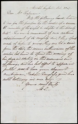 Letter from Mary Carpenter, Bristol, [England], to Maria Weston Chapman, Oct. 1847