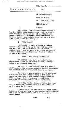 Press Secretary Briefings, 10/1/74