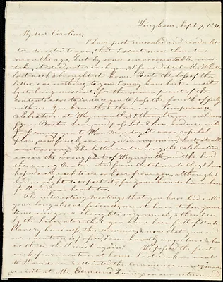 Letter from Evelina A. S. Smith, Hingham, [Mass.], to Caroline Weston, Sept. 9, 1841