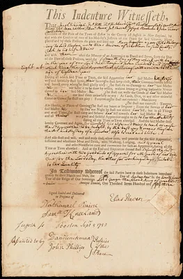 Mary Ingerson indentured to apprentice with Elias Haver of Wrentham, 5 September 1753