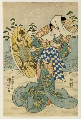 Iwai Hanshiro V as a woman with umbrella