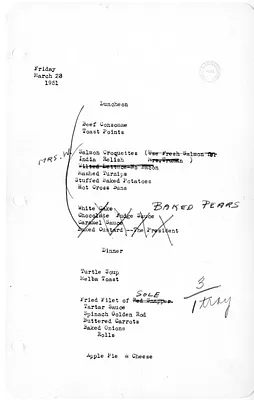 White House Luncheon and Dinner Menu