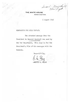 Memorandum from George Elsey to Rose Conway, with Attachments