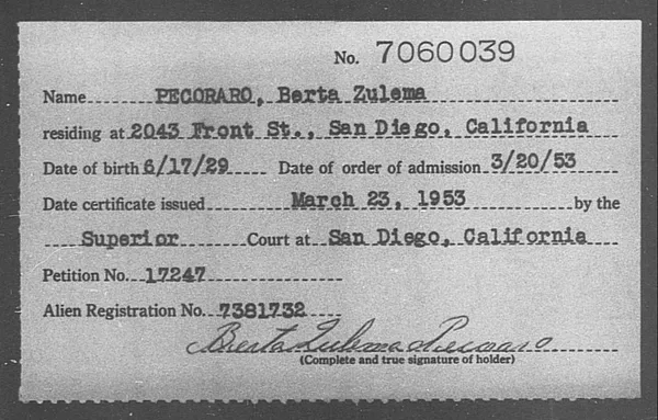 Pecoraro, Berta Zulema - 1953