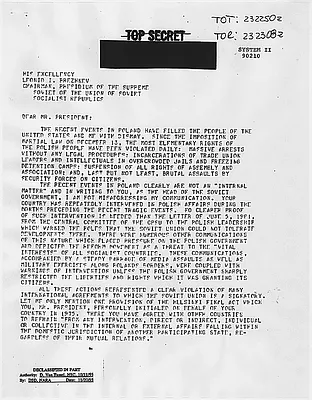 Cable from Ronald Reagan to Leonid Brezhnev
